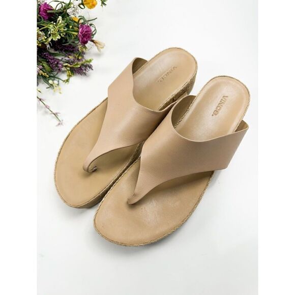 Vince Women's Fatima Leather Platform Flip Flop Thong Sandal Size 11 Cappuccino - Picture 2 of 3